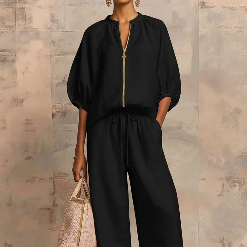 ✨50% DE RÉDUCTION👕Ensemble de Survêtement Décontracté 2 Pièces – Pantalon Large, Manches Bouffantes, Cordon de Serrage🍂
