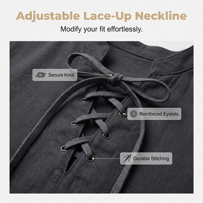 Chemise décontractée à manches courtes avec laçage pour homme