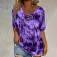 👕 PROMO LIMITÉE 50% DE RÉDUCTION ! ✨ T-shirt Femme Tie-Dye – Col V Lacé, 4 Couleurs, S-5XL ✈️