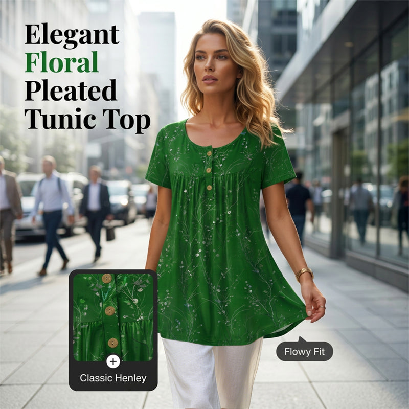 📢📢54 % DE RÉDUCTION !! ⏰Tunique femme plissée à imprimé floral✨🌸