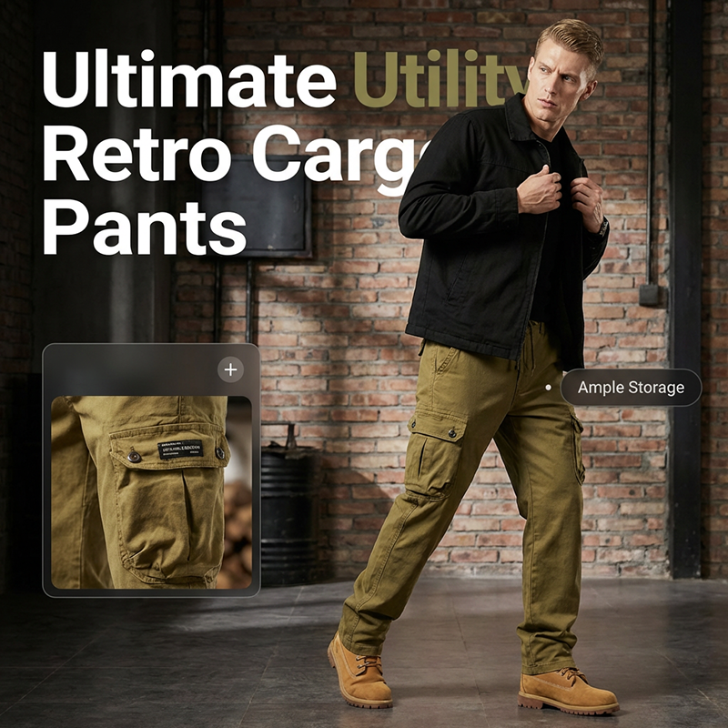 🥳SOLDES 2026 🥳💞 Plus de 50 000 exemplaires vendus ! 🌿✨ 50 % de réduction ! Pantalon cargo rétro à multiples poches pour homme