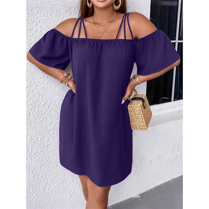 🔥Superbe affaire👗 Robe élégante unie pour femme