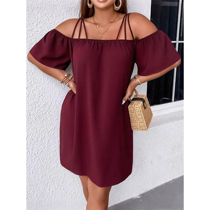 🔥Superbe affaire👗 Robe élégante unie pour femme