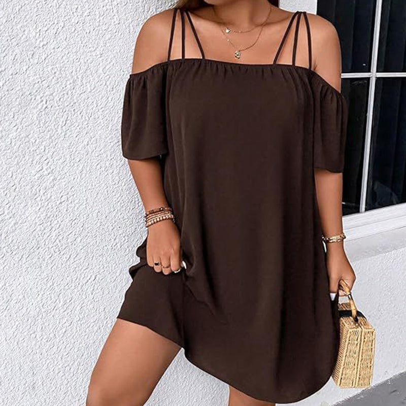 🔥Superbe affaire👗 Robe élégante unie pour femme