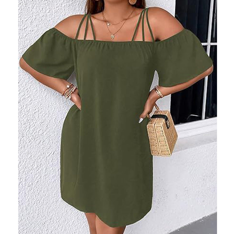 🔥Superbe affaire👗 Robe élégante unie pour femme