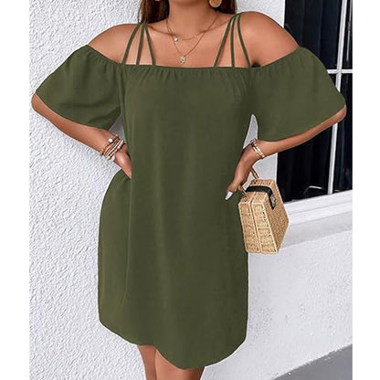 🔥Superbe affaire👗 Robe élégante unie pour femme