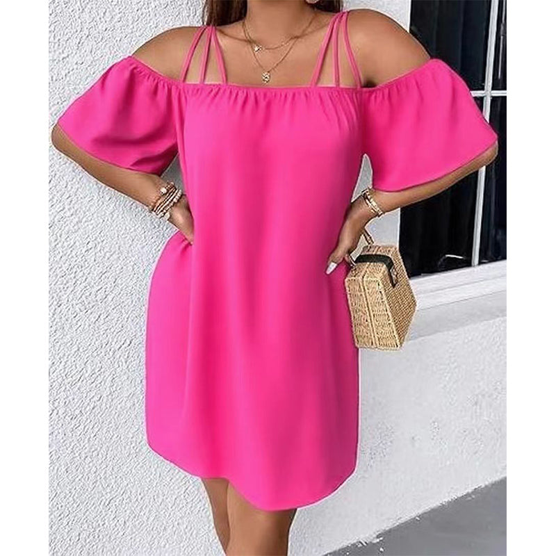 🔥Superbe affaire👗 Robe élégante unie pour femme