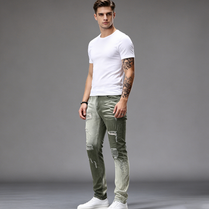 Jean slim déchiré dégradé pour homme