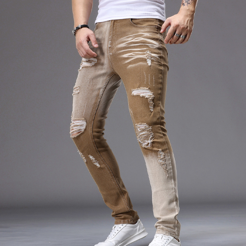 Jean slim déchiré dégradé pour homme