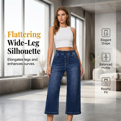 🌼56 % de réduction👖 Jean Denim Large & Court | Taille Élastique Sans Bouton ✨