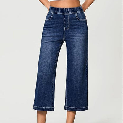 🌼56 % de réduction👖 Jean Denim Large & Court | Taille Élastique Sans Bouton ✨