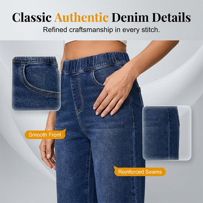 🌼56 % de réduction👖 Jean Denim Large & Court | Taille Élastique Sans Bouton ✨