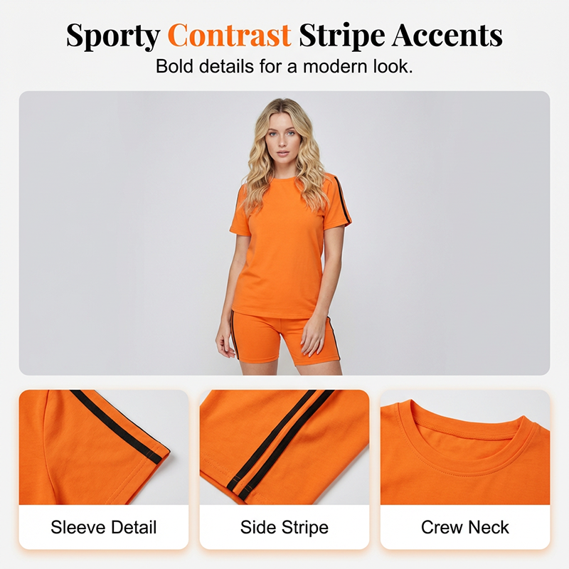 Ensemble décontracté pour femme comprenant un haut à manches courtes et un short