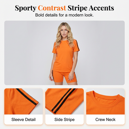 Ensemble décontracté pour femme comprenant un haut à manches courtes et un short