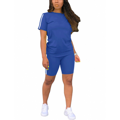 Ensemble décontracté pour femme comprenant un haut à manches courtes et un short
