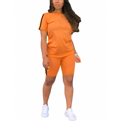 Ensemble décontracté pour femme comprenant un haut à manches courtes et un short
