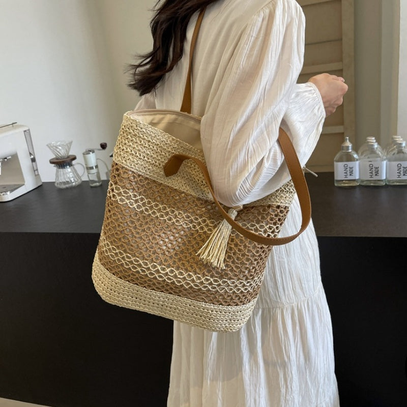 👒 PROMO LIMITÉE 50% DE RÉDUCTION ! 🏖️ Sac Bandoulière Femme en Paille Tissée – Grand Format, Léger, Style Plage ✨