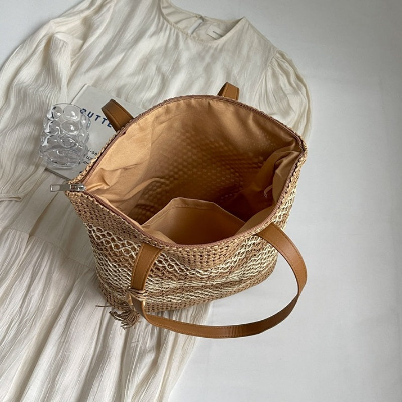 👒 PROMO LIMITÉE 50% DE RÉDUCTION ! 🏖️ Sac Bandoulière Femme en Paille Tissée – Grand Format, Léger, Style Plage ✨