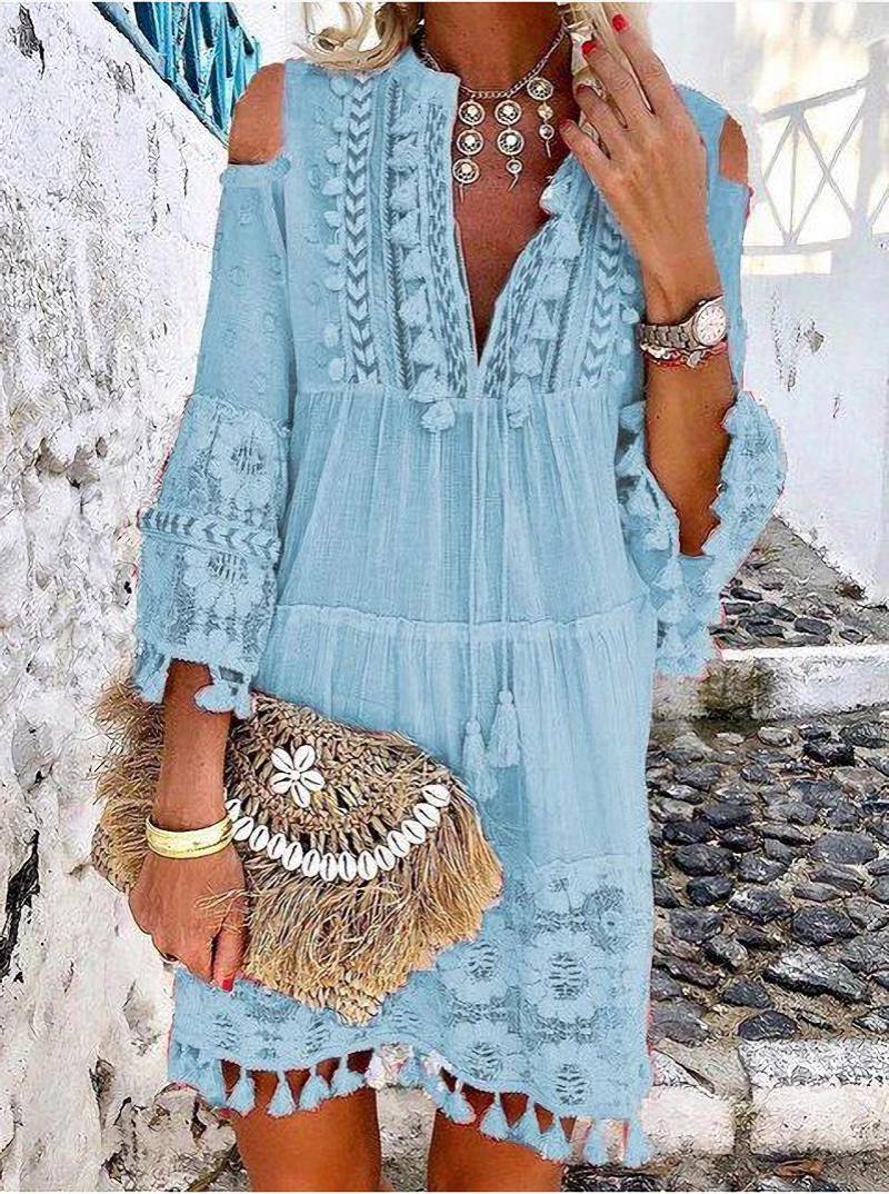 👗 50% DE RÉDUCTION 🌸 Robe femme large en coton & lin brodée – Coupe ample, respirante & anti-UV – Motif délicat, style bohème chic & polyvalente – parfaite pour l’été ☀️✨