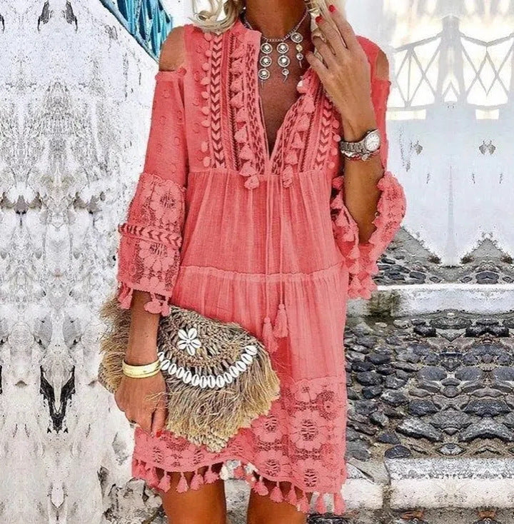 👗 50% DE RÉDUCTION 🌸 Robe femme large en coton & lin brodée – Coupe ample, respirante & anti-UV – Motif délicat, style bohème chic & polyvalente – parfaite pour l’été ☀️✨