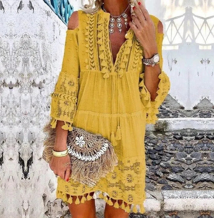 👗 50% DE RÉDUCTION 🌸 Robe femme large en coton & lin brodée – Coupe ample, respirante & anti-UV – Motif délicat, style bohème chic & polyvalente – parfaite pour l’été ☀️✨