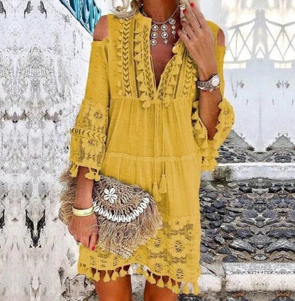 👗 50% DE RÉDUCTION 🌸 Robe femme large en coton & lin brodée – Coupe ample, respirante & anti-UV – Motif délicat, style bohème chic & polyvalente – parfaite pour l’été ☀️✨
