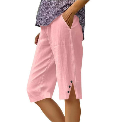 ⏳Offre à durée limitée⏰Pantalon capri décontracté unie avec poches pour femme