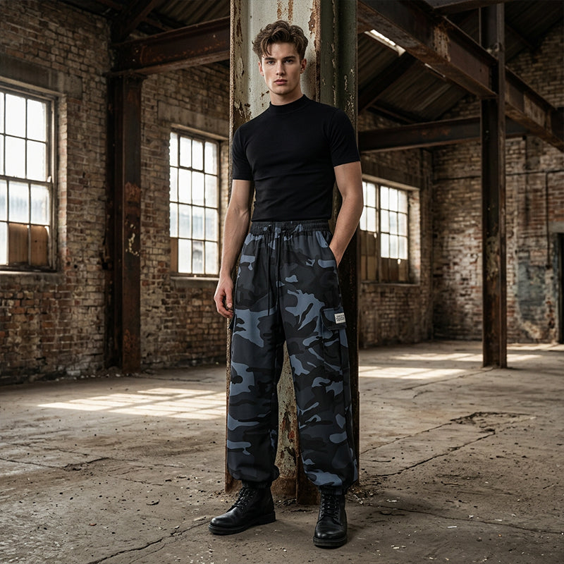👖 50 % DE RÉDUCTION POUR UNE DURÉE LIMITÉE ! 😎  Pantalon décontracté camouflage – Taille élastiquée, poches cargo, bas évasés 🪂