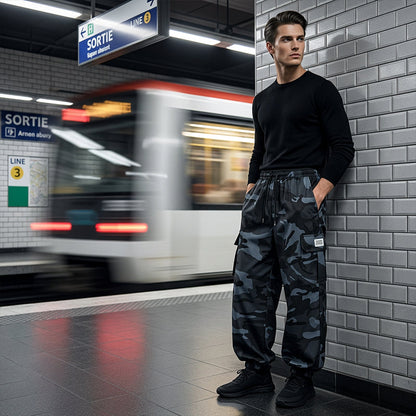 👖 50 % DE RÉDUCTION POUR UNE DURÉE LIMITÉE ! 😎  Pantalon décontracté camouflage – Taille élastiquée, poches cargo, bas évasés 🪂