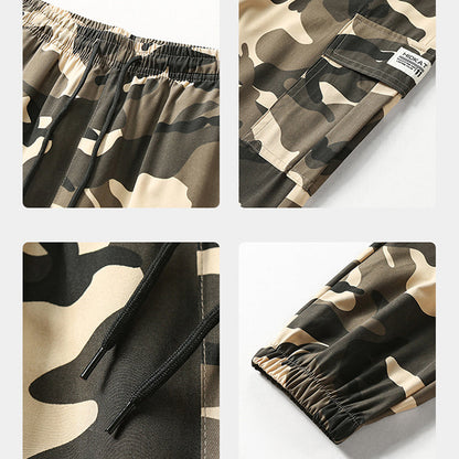 👖 50 % DE RÉDUCTION POUR UNE DURÉE LIMITÉE ! 😎  Pantalon décontracté camouflage – Taille élastiquée, poches cargo, bas évasés 🪂