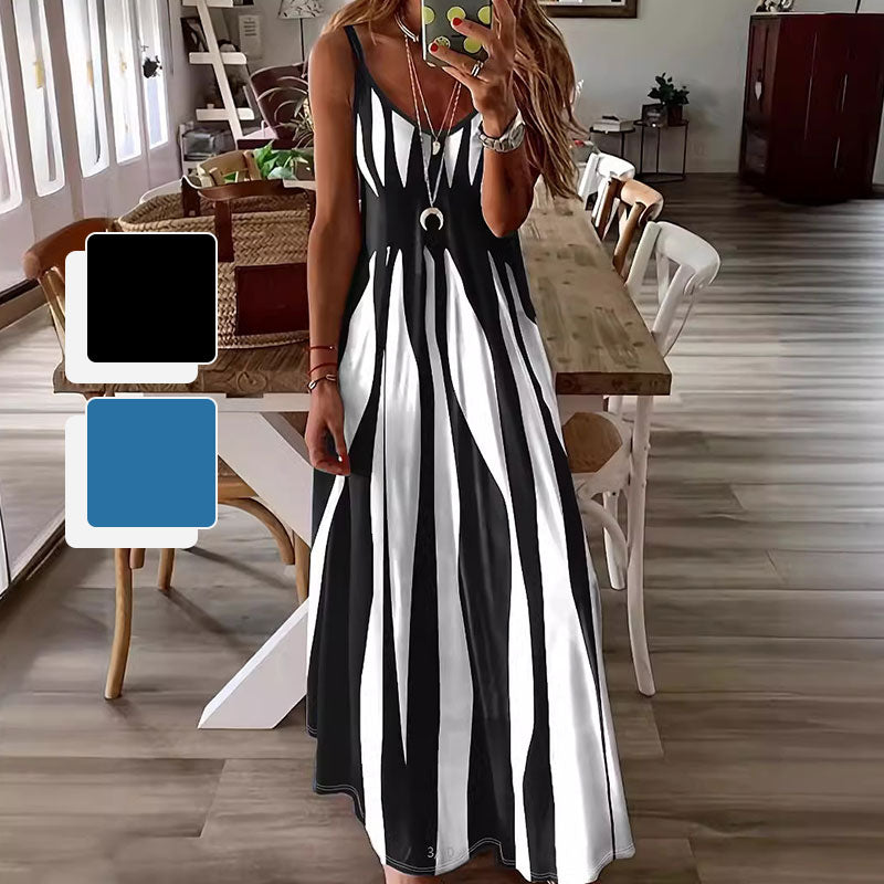 ❤️❤️Robe Imprimée à Col en V et à Bretelles Spaghetti pour Femmes