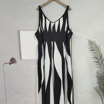 ❤️❤️Robe Imprimée à Col en V et à Bretelles Spaghetti pour Femmes