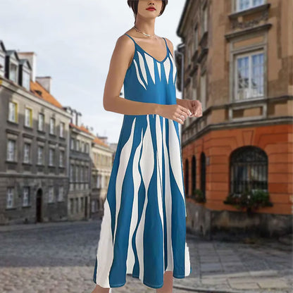 ❤️❤️Robe Imprimée à Col en V et à Bretelles Spaghetti pour Femmes