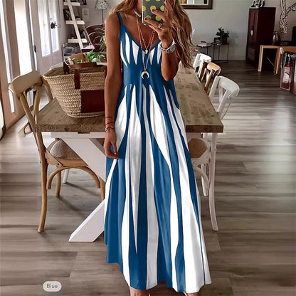 ❤️❤️Robe Imprimée à Col en V et à Bretelles Spaghetti pour Femmes