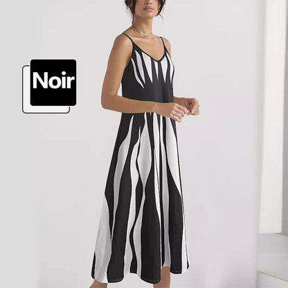 ❤️❤️Robe Imprimée à Col en V et à Bretelles Spaghetti pour Femmes