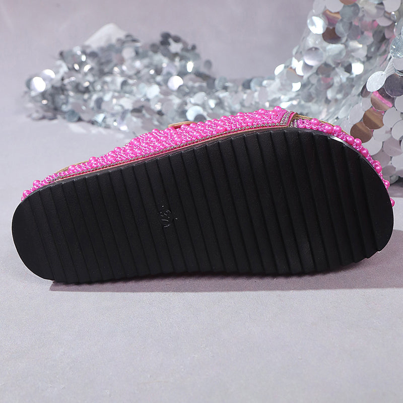 🌼Mules Scintillantes ✅ Plate-forme Liège & Semelle Ergonomique | Perles et Strass 👡 50 % de réduction + livraison gratuite🔥