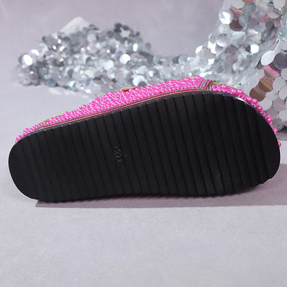 🌼Mules Scintillantes ✅ Plate-forme Liège & Semelle Ergonomique | Perles et Strass 👡 50 % de réduction + livraison gratuite🔥
