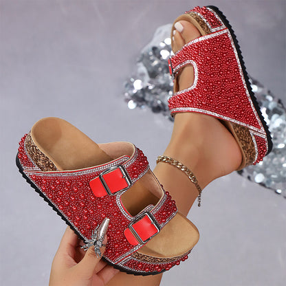 🌼Mules Scintillantes ✅ Plate-forme Liège & Semelle Ergonomique | Perles et Strass 👡 50 % de réduction + livraison gratuite🔥