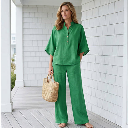 📢📢50 % DE RÉDUCTION !! ⏰Ensemble haut à col montant et pantalon large pour femme