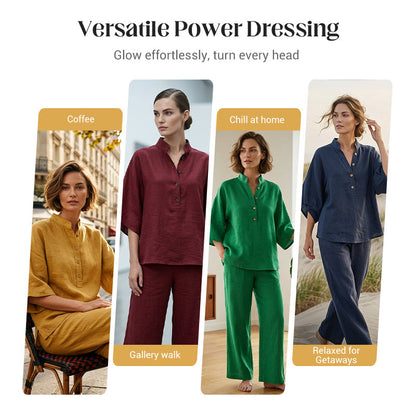 📢📢50 % DE RÉDUCTION !! ⏰Ensemble haut à col montant et pantalon large pour femme