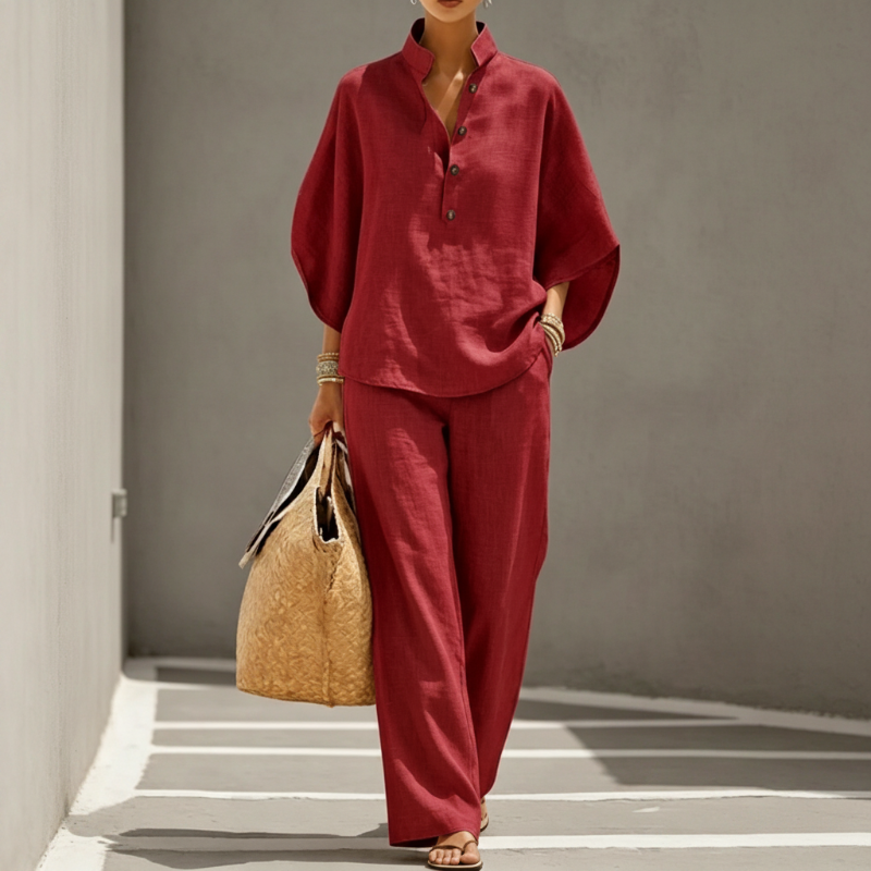 📢📢50 % DE RÉDUCTION !! ⏰Ensemble haut à col montant et pantalon large pour femme
