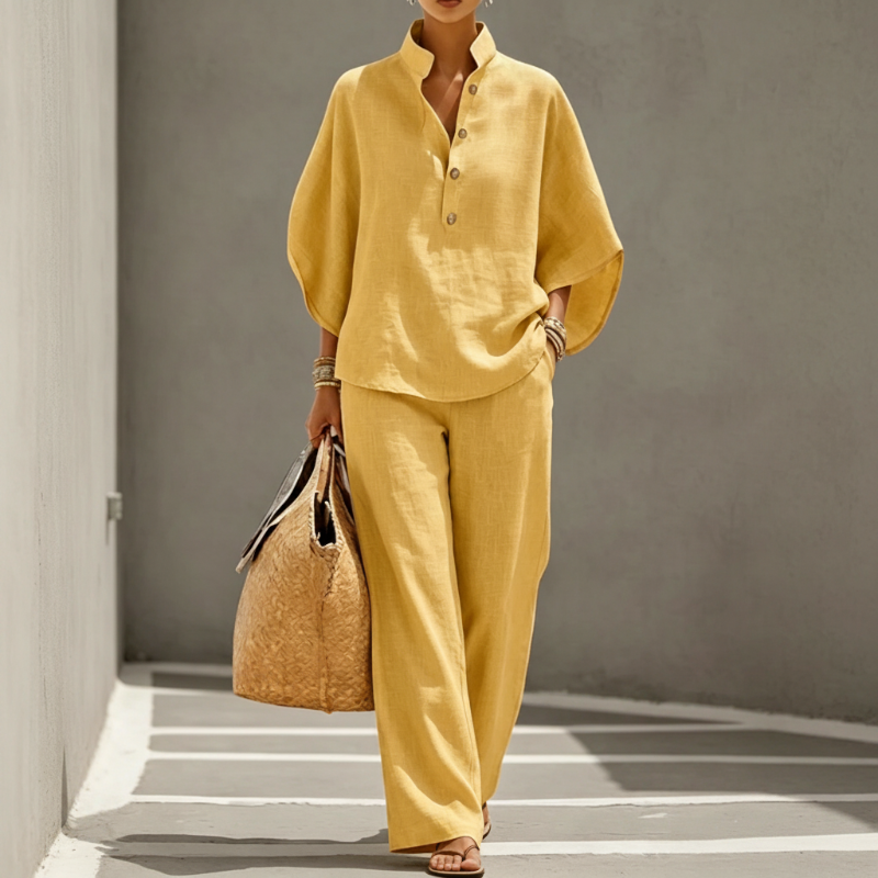 📢📢50 % DE RÉDUCTION !! ⏰Ensemble haut à col montant et pantalon large pour femme
