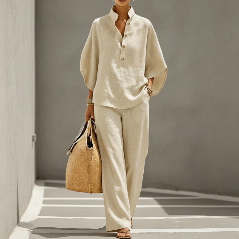 📢📢50 % DE RÉDUCTION !! ⏰Ensemble haut à col montant et pantalon large pour femme