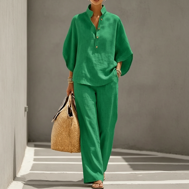 📢📢50 % DE RÉDUCTION !! ⏰Ensemble haut à col montant et pantalon large pour femme