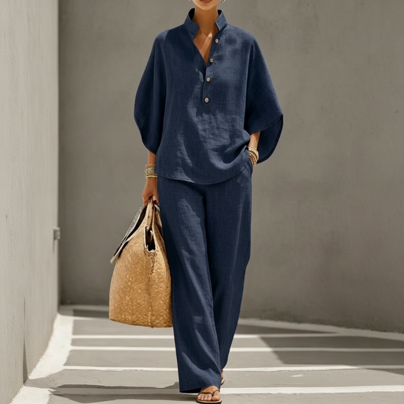 📢📢50 % DE RÉDUCTION !! ⏰Ensemble haut à col montant et pantalon large pour femme