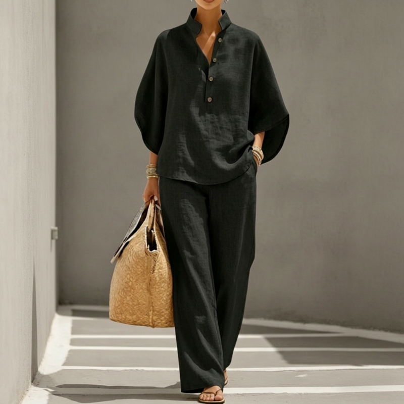 📢📢50 % DE RÉDUCTION !! ⏰Ensemble haut à col montant et pantalon large pour femme