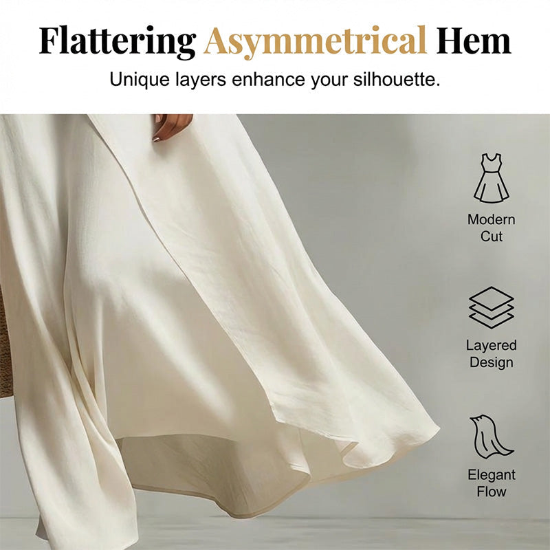 Robe longue chic, asymétrique et sans manches