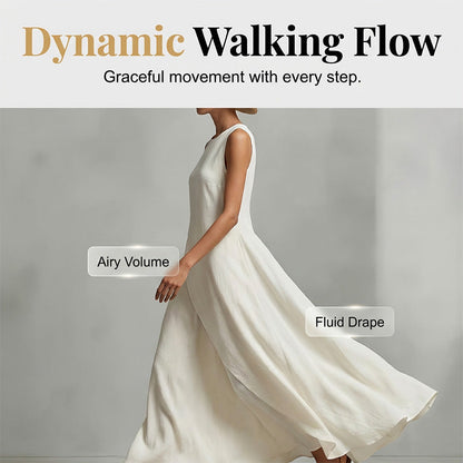 Robe longue chic, asymétrique et sans manches