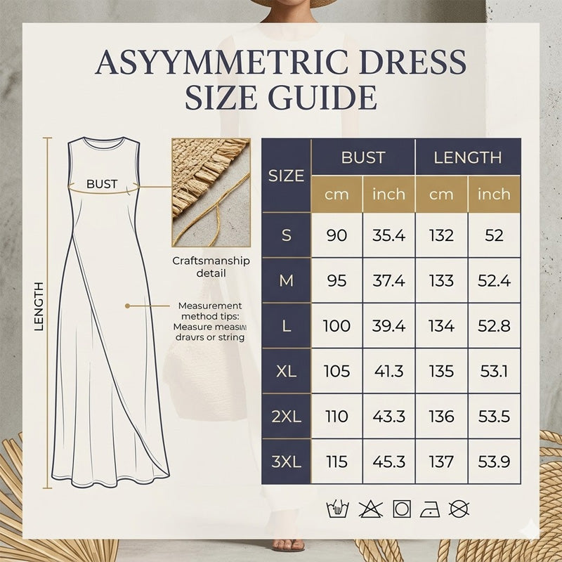 Robe longue chic, asymétrique et sans manches