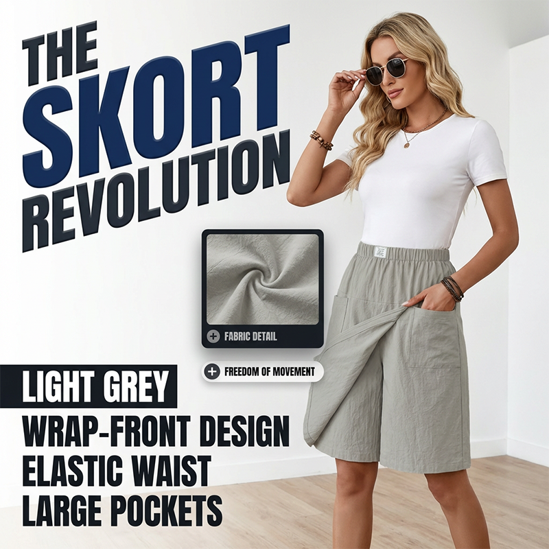 Jupe-short décontractée à taille élastique pour femme